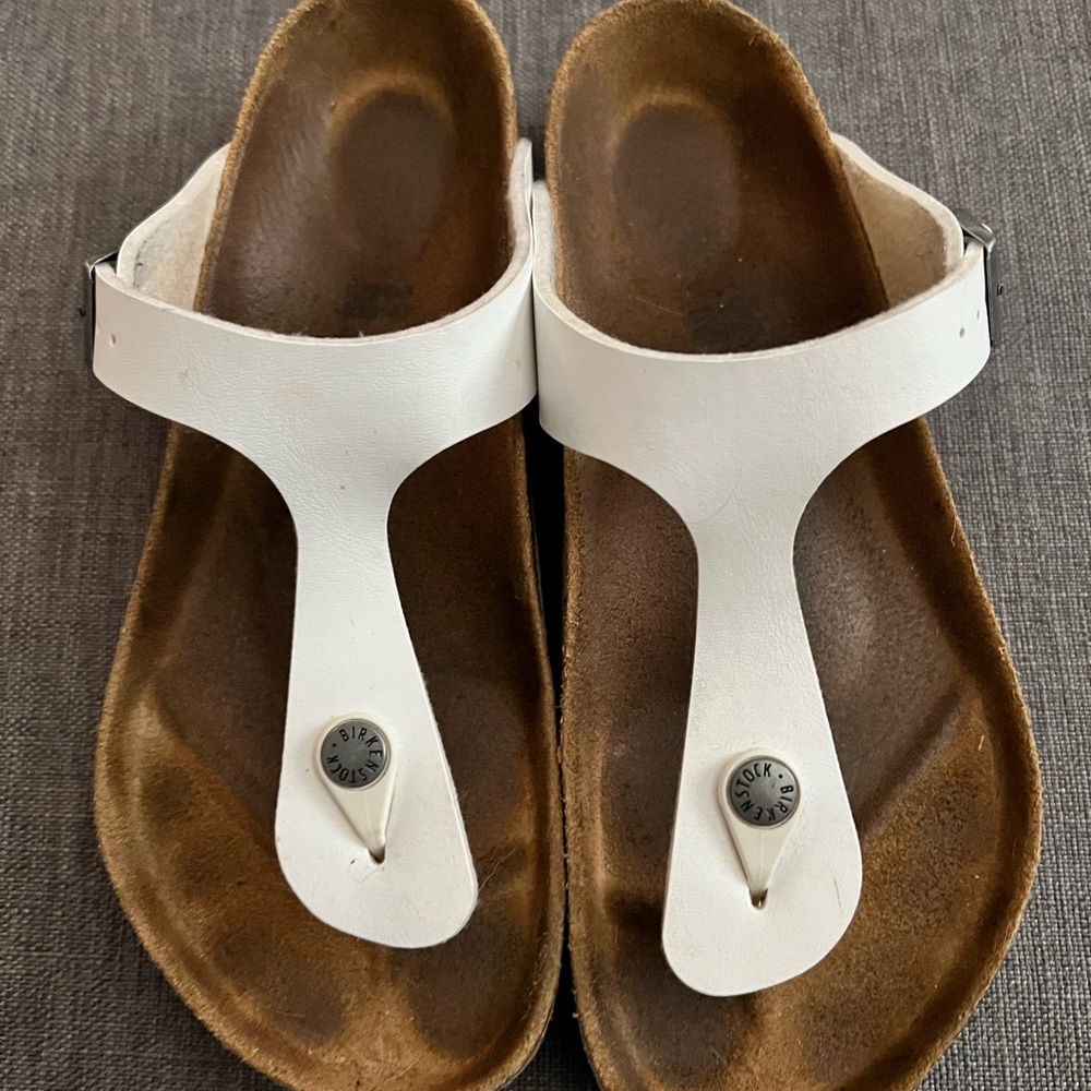 White Gizeh Birkenstock thong sandals